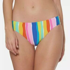 Bleu Rod Beattie Multi Rainbow Stripe Ruched Bikini Bottom 8 NWT